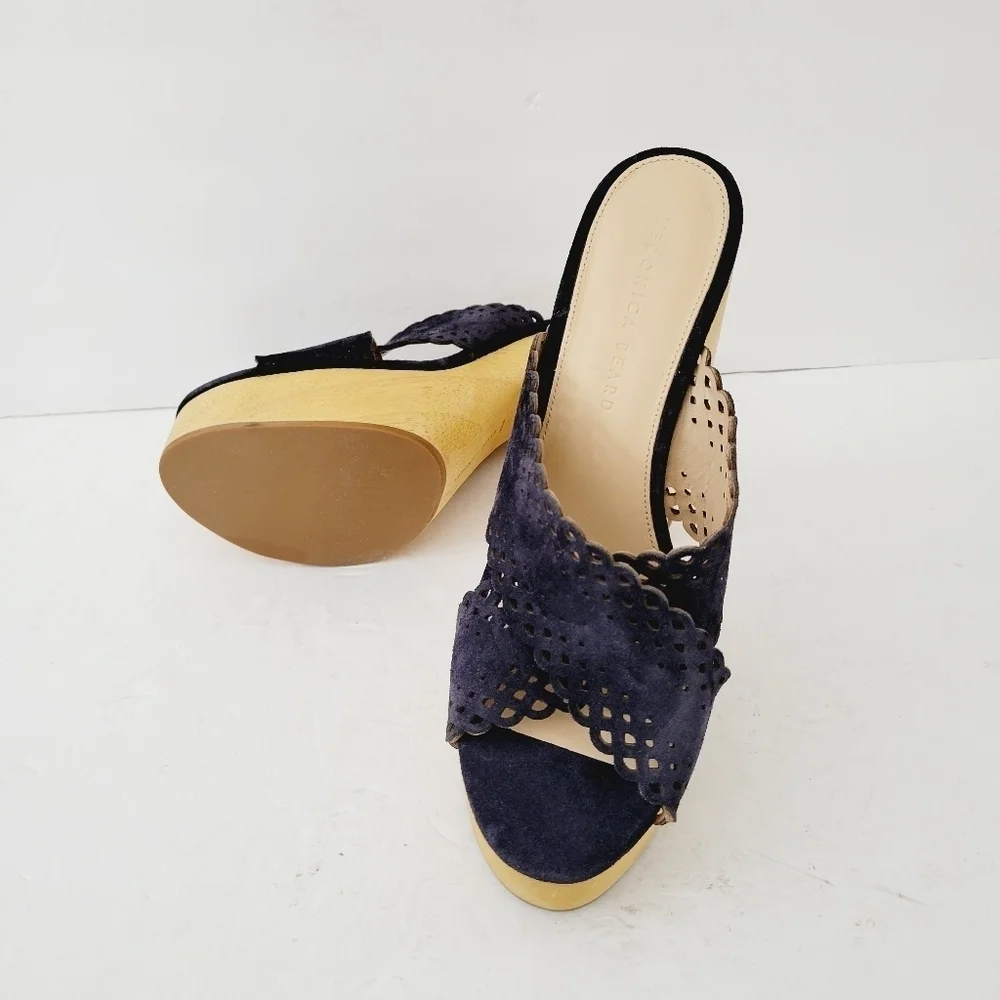 NEW Veronica Beard Gaynor Platform Sandals In Eclipse Navy Size 9.5